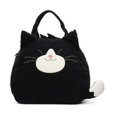 Kawaii Black Cat Cotton Cute Tote Bag Casual and Laptop Carryall